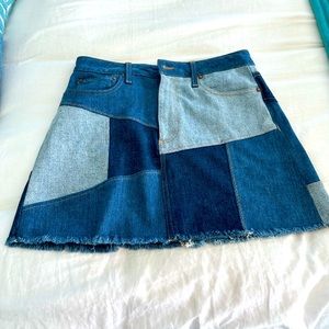 Alice & Olivia denim patchwork skirt, size 30